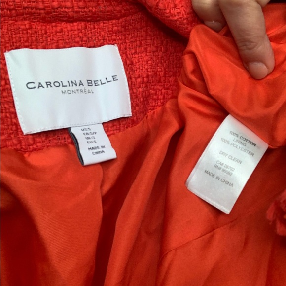 Carolina Belle Red Tweed Boucle fringe Jacket S - Picture 8 of 8